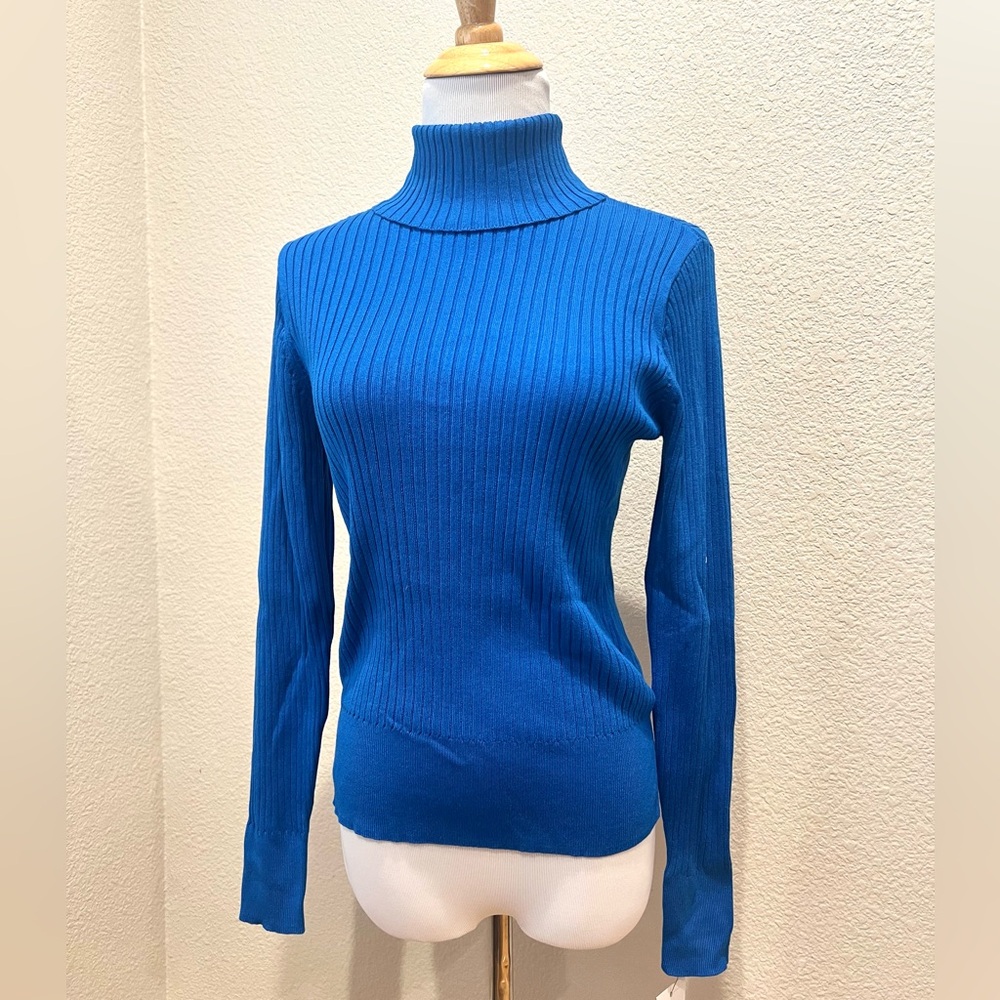 NWT Apt. 9 Blue Ribbed Turtleneck, XS